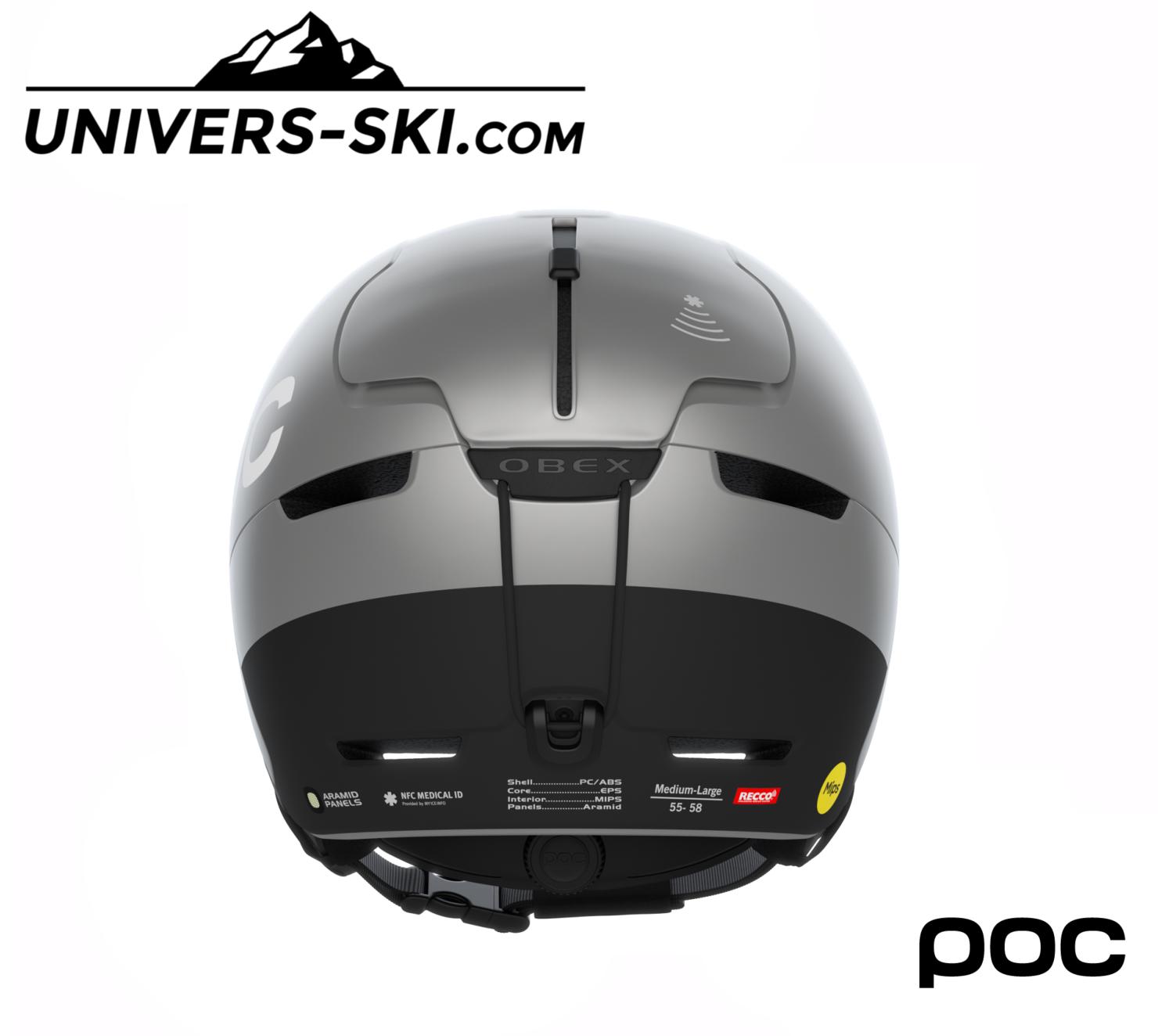 Casque de ski POC Obex BC Mips Argentite Silver Matt 2025