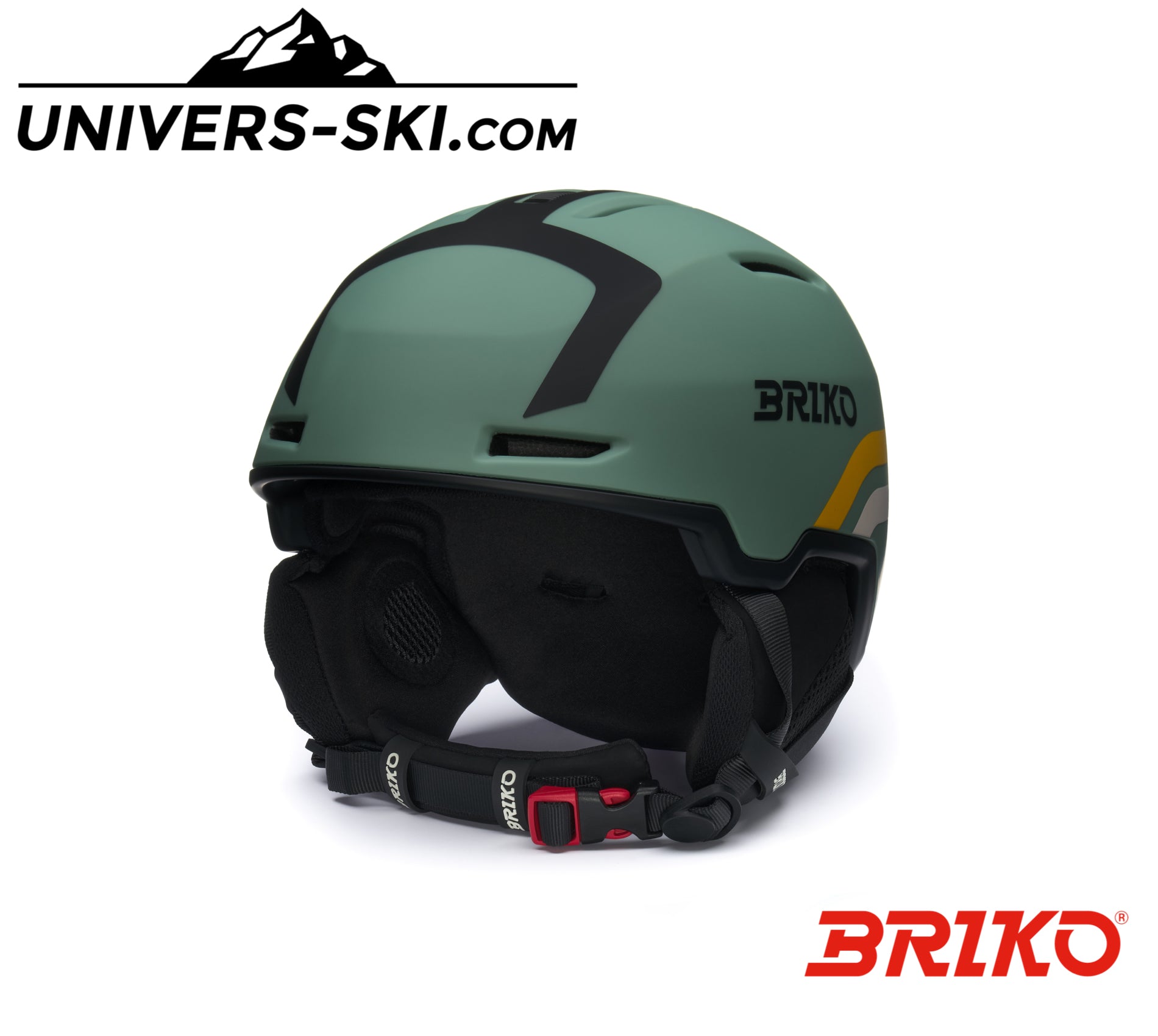 Casque de ski BRIKO Aran Matt Viridian Green Black Tangerine Yellow Soft Amber 2025