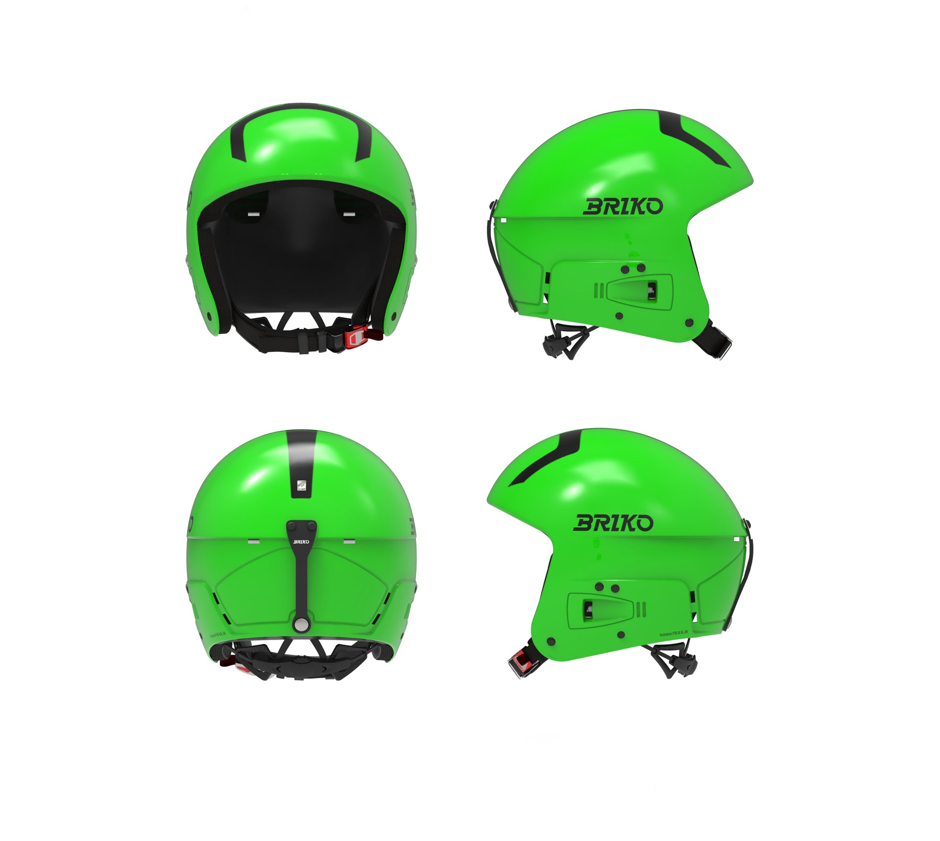 Casque de ski Junior BRIKO Vulcano FIS 6.8 Junior Shiny Neon Green Black 2025