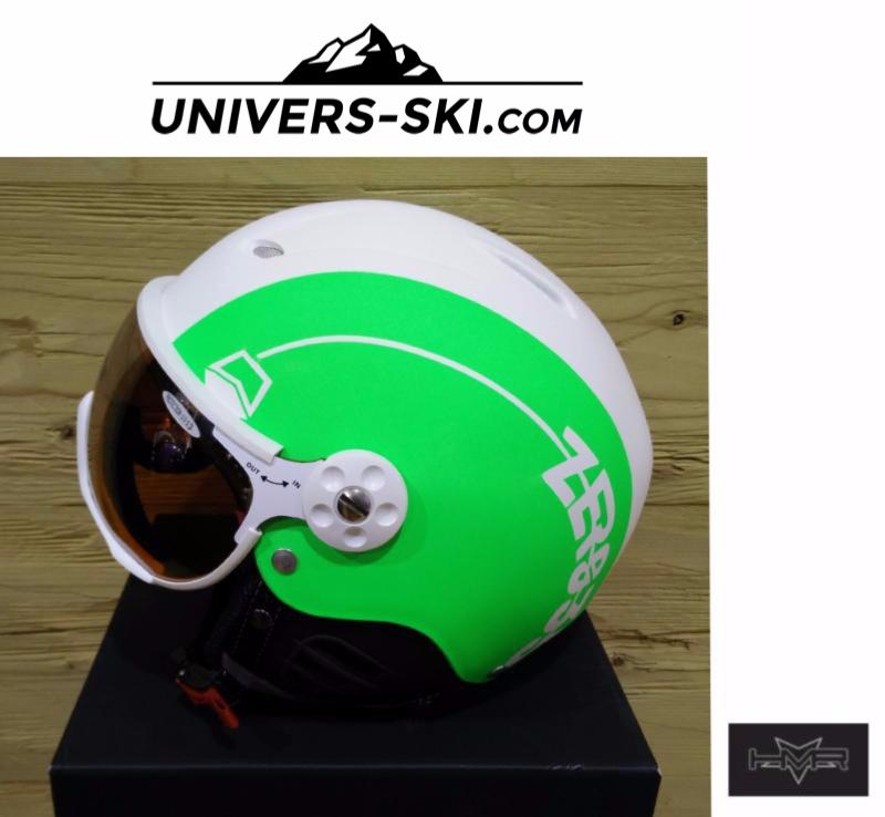 Casque ski HMR Zero 35 Eclipse blanc et vert fluo avec Visière