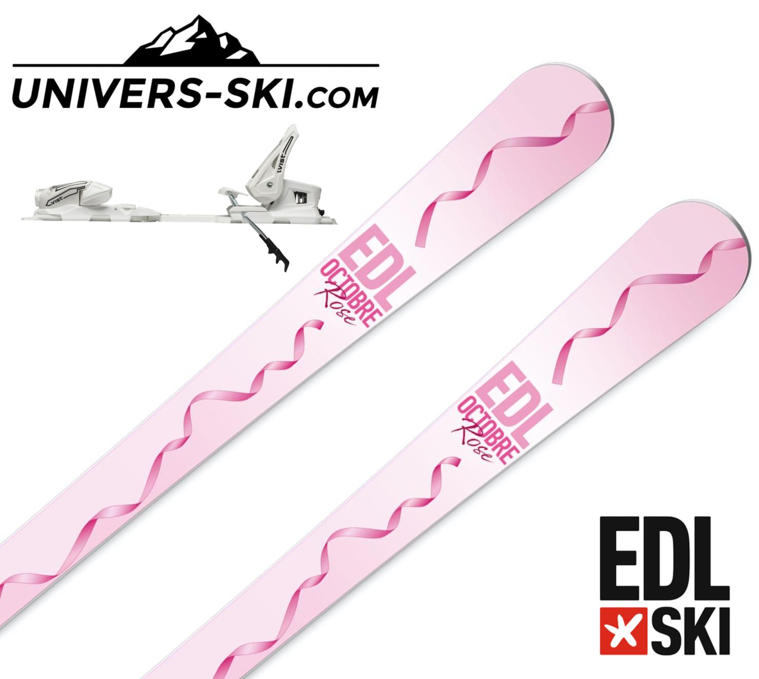 Ski EDL SKI Octobre Rose Femme 2023 + fixation Vist