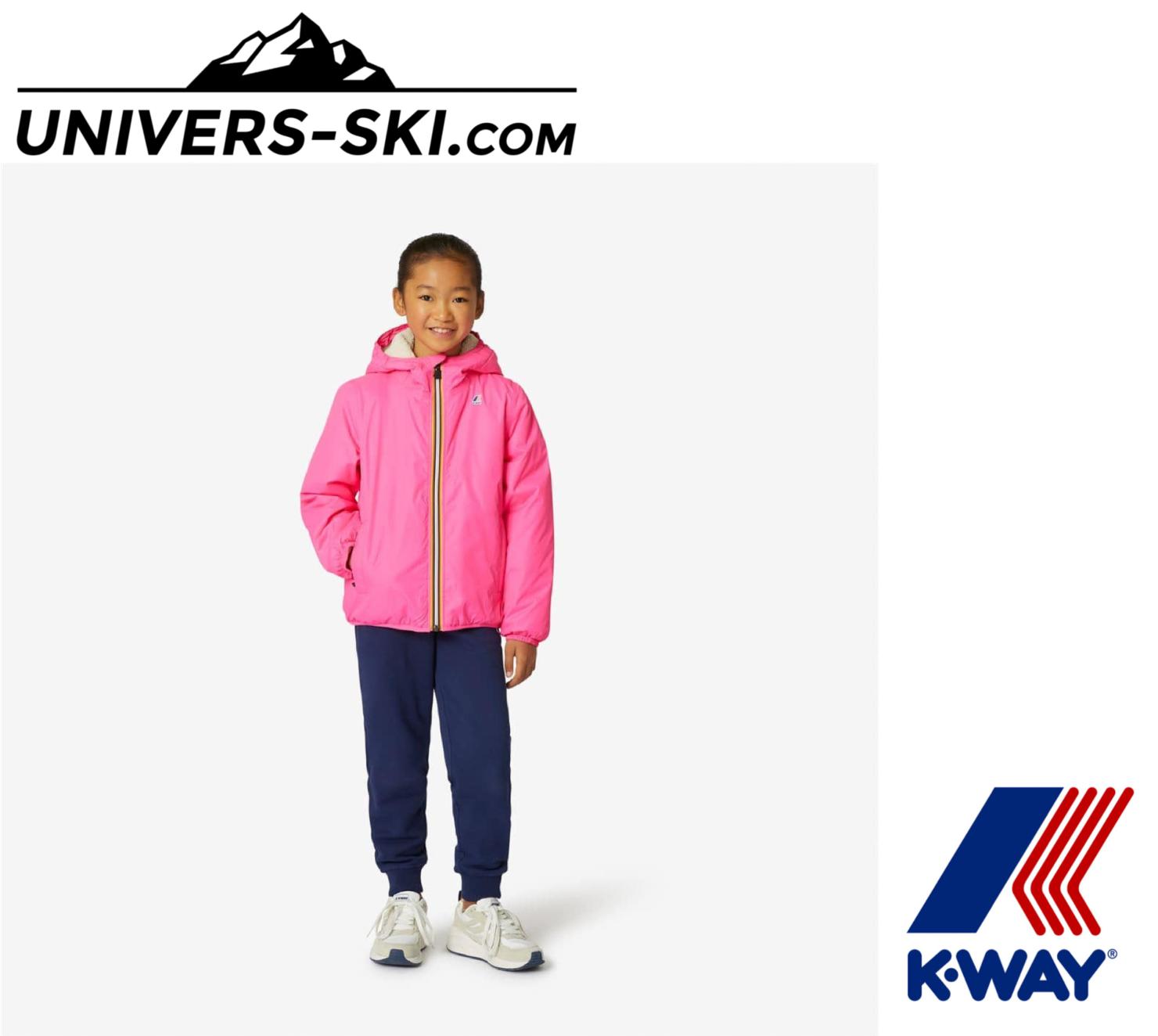 Imperméable K-Way Le Vrai 3.0 Claude Orsetto Kids Ecru Pink Intense Fluo 2024